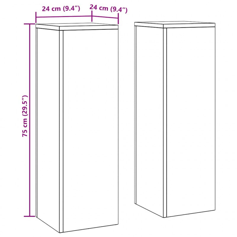 Stojak na rośliny 2 pcs Czarny 24 x 24 x 75 cm Stal