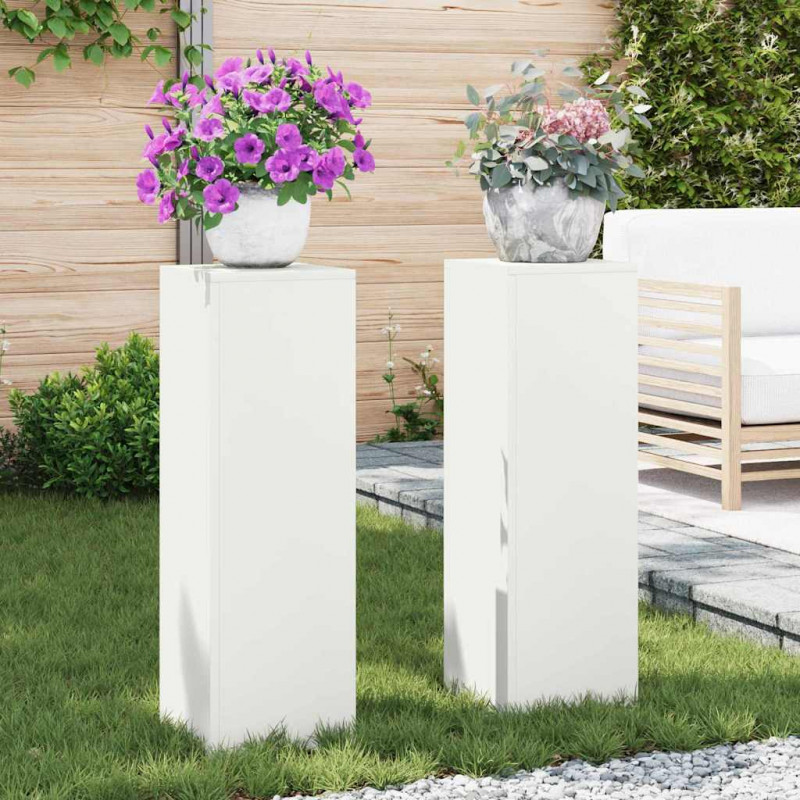 Stojak na rośliny 2 pcs Biały 24 x 24 x 75 cm Stal