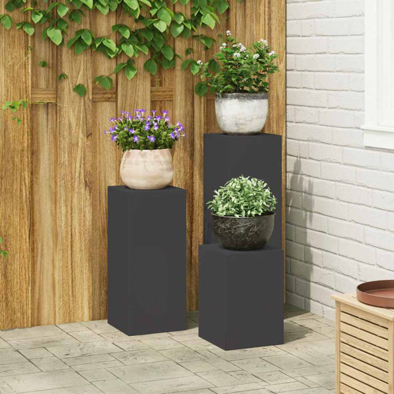 Stojak na rośliny 3 pcs Czarny Stal