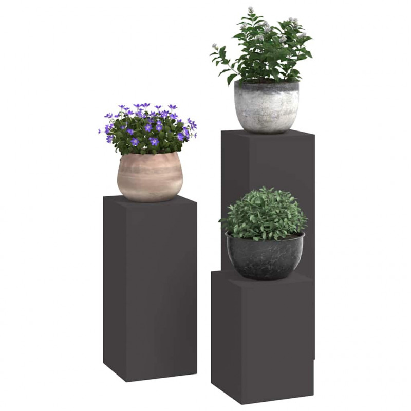Stojak na rośliny 3 pcs Czarny Stal