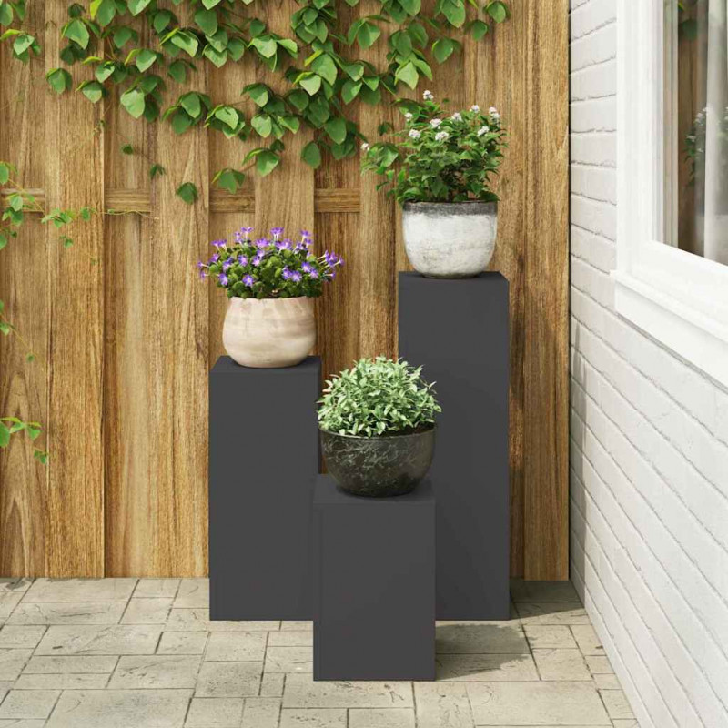 Stojak na rośliny 3 pcs Czarny Stal