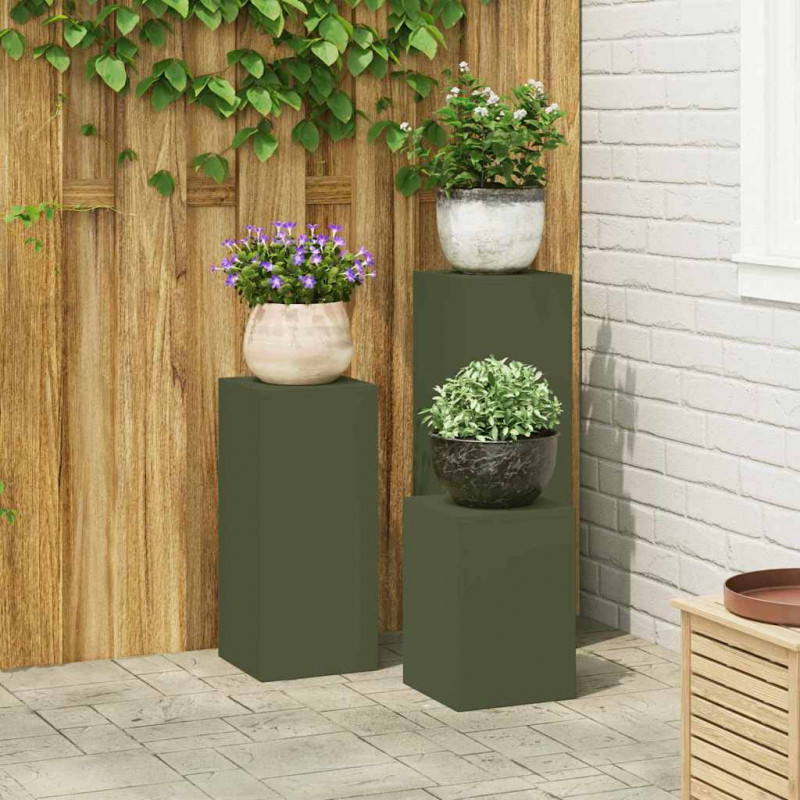 Stojak na rośliny 3 pcs oliwkowy Stal