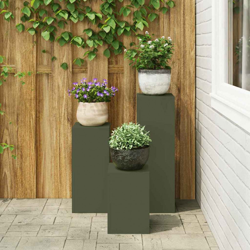Stojak na rośliny 3 pcs oliwkowy Stal