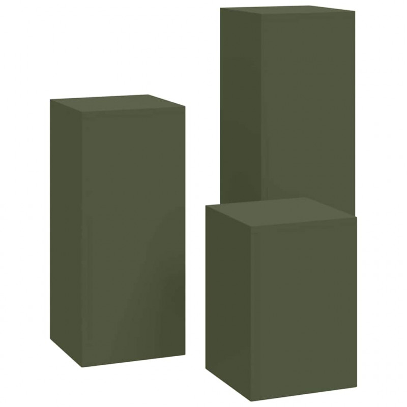 Stojak na rośliny 3 pcs oliwkowy Stal