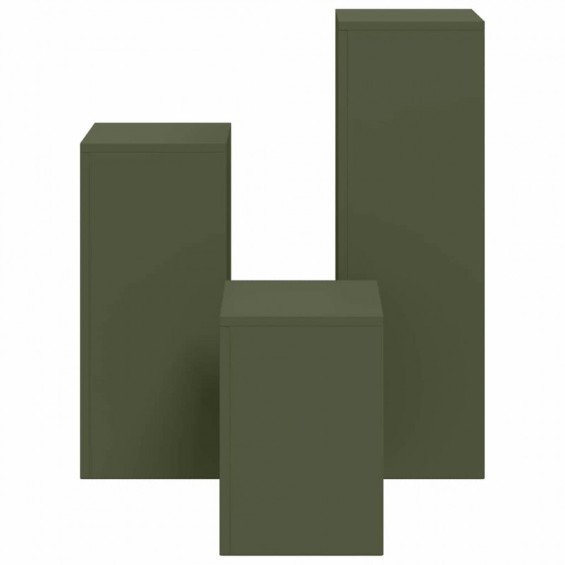 Stojak na rośliny 3 pcs oliwkowy Stal