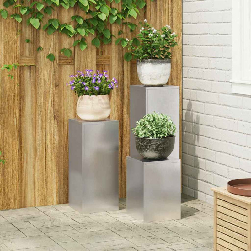 Stojak na rośliny 3 pcs Srebrny stal nierdzewna