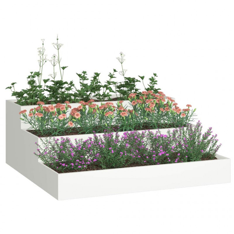 Doniczka ogrodowa Biały 90 x 90 x 35 cm Stal zimnogięta