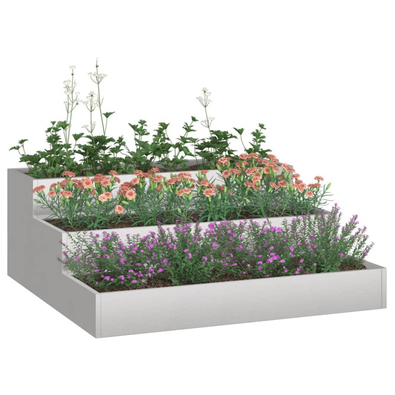 Doniczka ogrodowa Srebrny 90 x 90 x 35 cm Stal nierdzewna