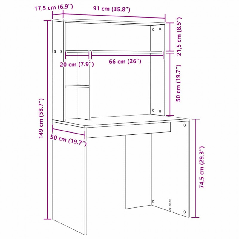 Biurko Stare drewno 91 x 50 x 149 cm Materiał drewnopochodny