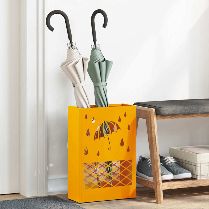 Stojak na parasol musztardowo żółty 28 x 12 x 41 cm Stal