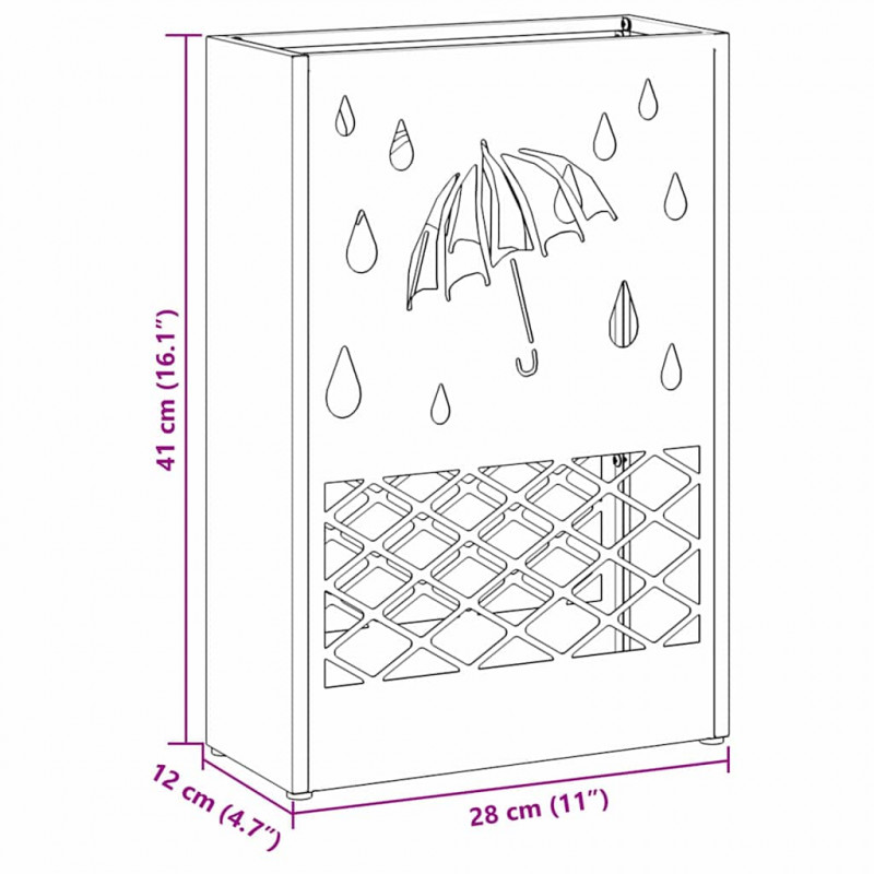 Stojak na parasol musztardowo żółty 28 x 12 x 41 cm Stal
