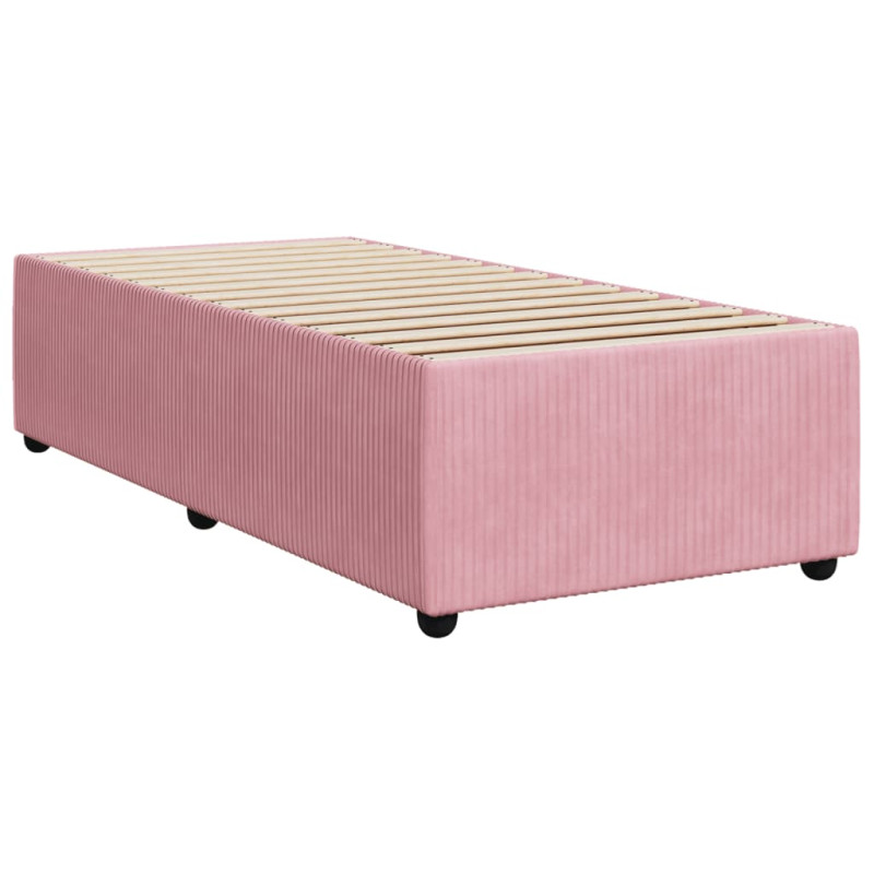 Łóżko kontynentalne z materacem, różowe, aksamit, 90x200 cm