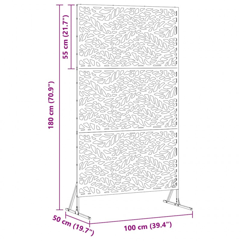 Ekran prywatności Czarny 100 x 50 x 180 cm Stal