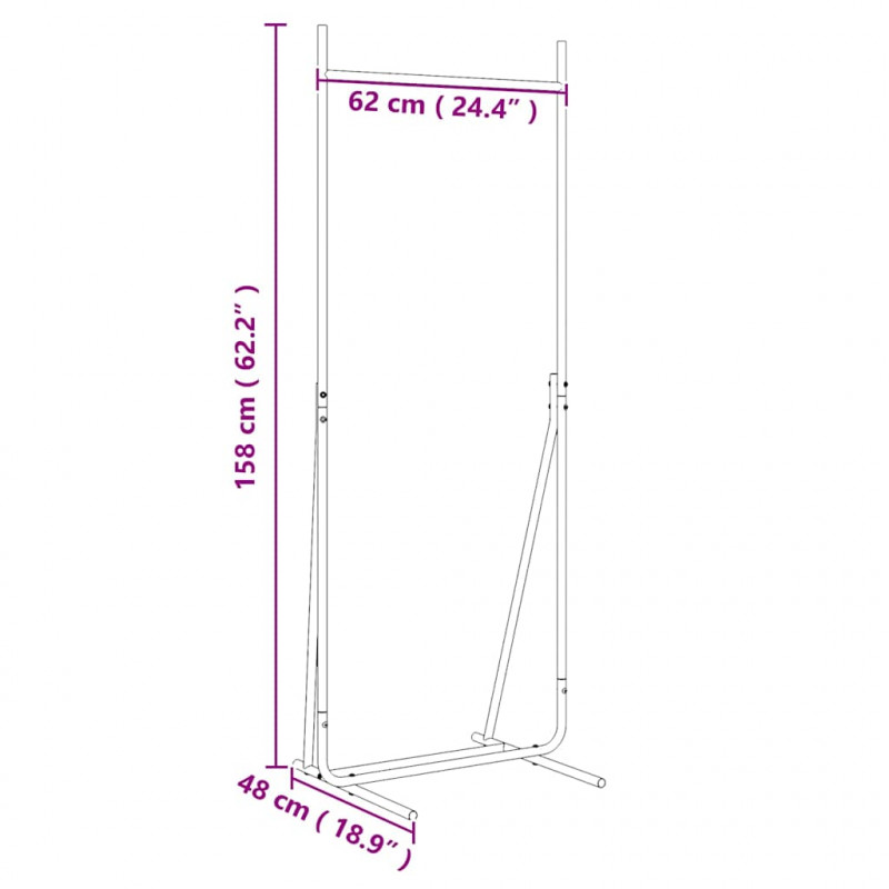 Wieszak na Ubrania Czarny 62 x 48 x 158 cm Stal