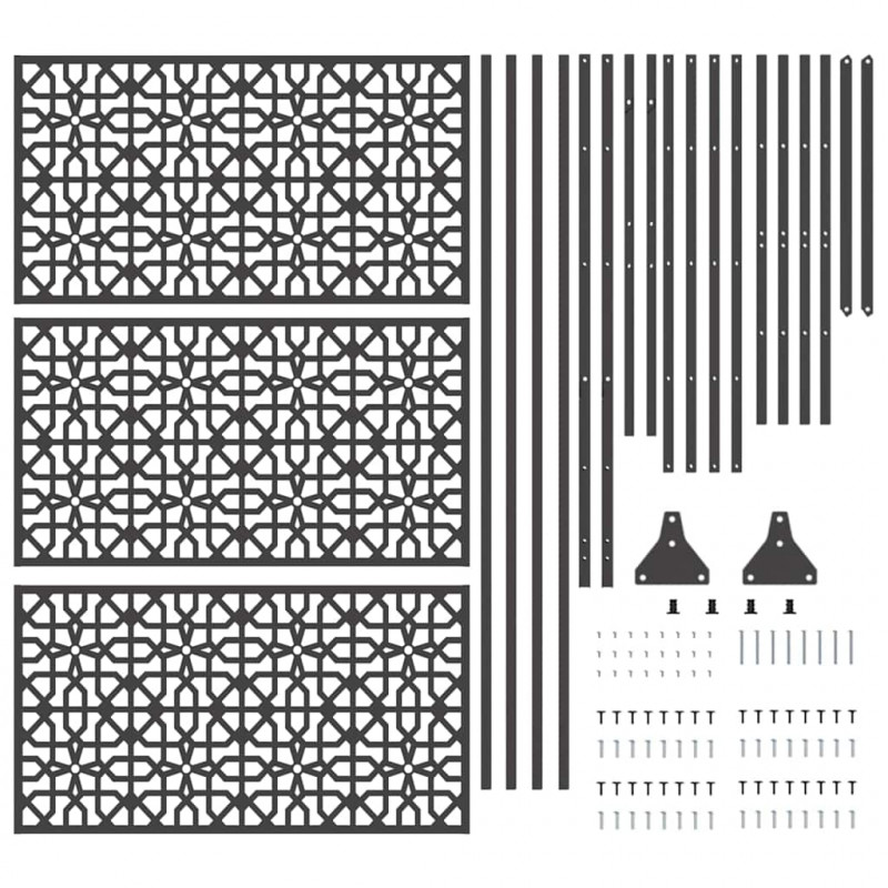 Ekran prywatności Czarny 100 x 50 x 180 cm Stal