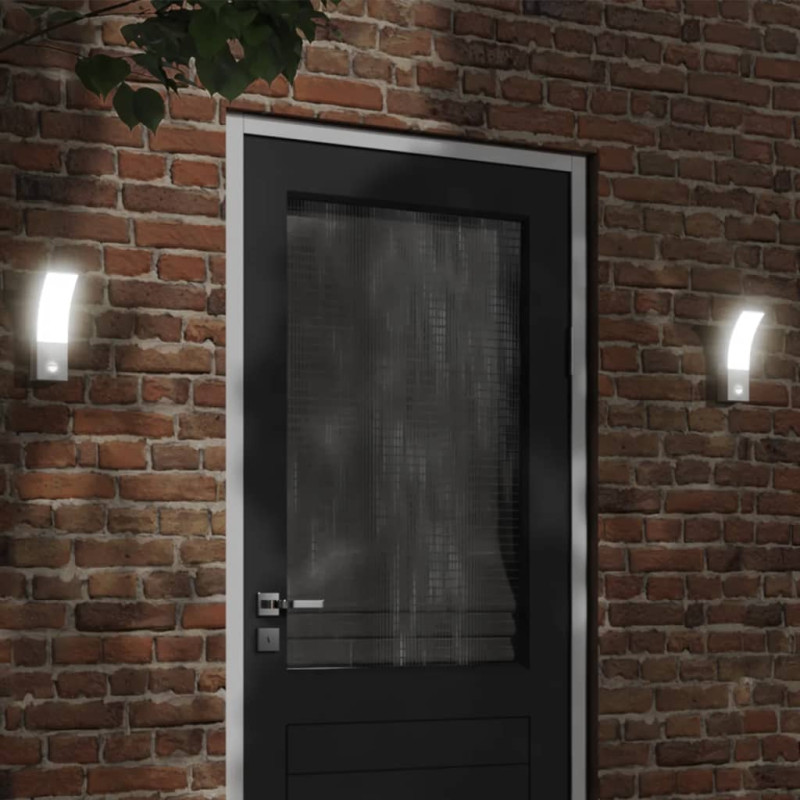 Zewnętrzny kinkiet LED z czujnikiem, biały, odlewane aluminium