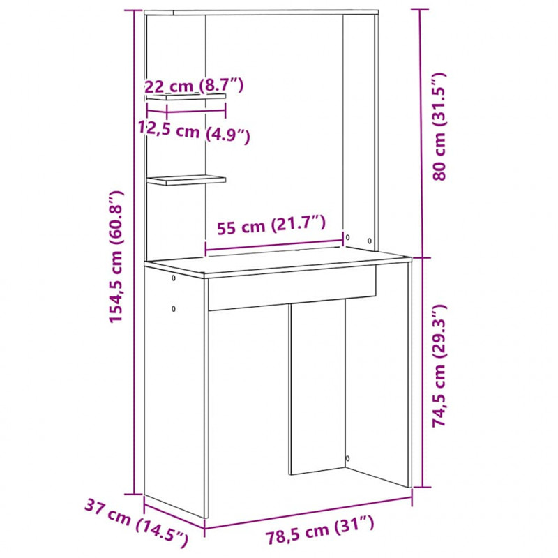 Biurko Biały 78,5 x 37 x 154,5 cm Materiał drewnopochodny