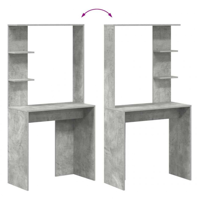 Biurko z półką Betonowy szary 78,5 x 37 x 154,5 cm