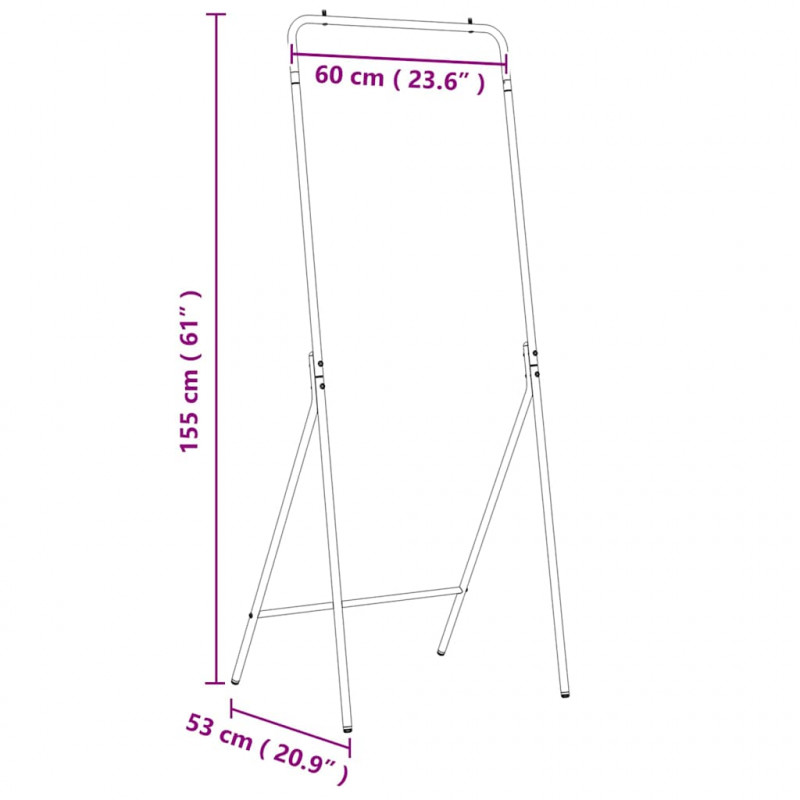 Wieszak na Ubrania Czarny 60 x 53 x 155 cm Stal