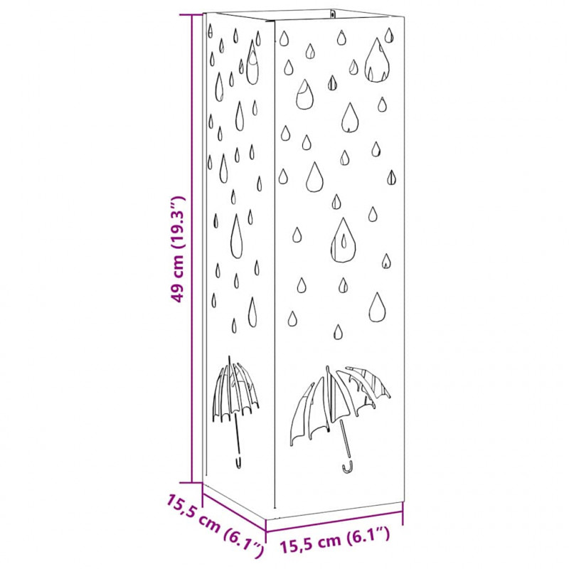 Stojak na parasol Różowy 15,5 x 15,5 x 49 cm Metal