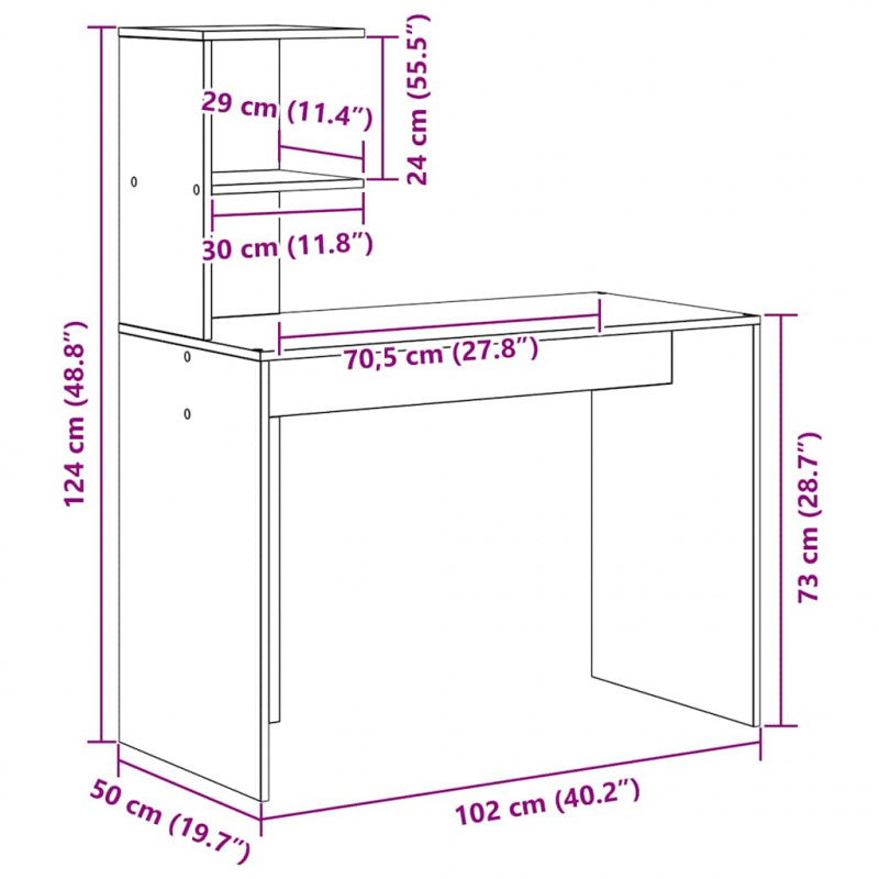 Biurko Stare drewno 102 x 50 x 124 cm Materiał drewnopochodny