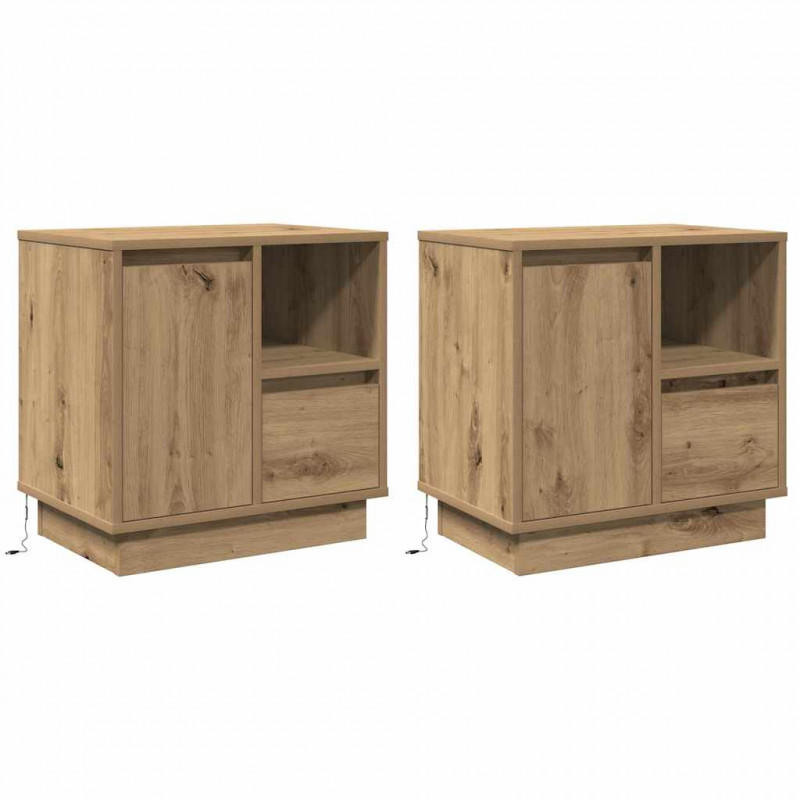 Szafka Nocna 2 pcs Dąb rzemieślniczy 50 x 34,5 x 50 cm