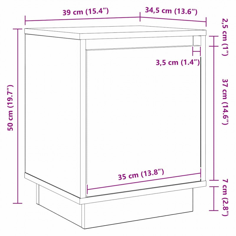 Szafka Nocna 2 pcs Biały 39 x 34,5 x 50 cm
