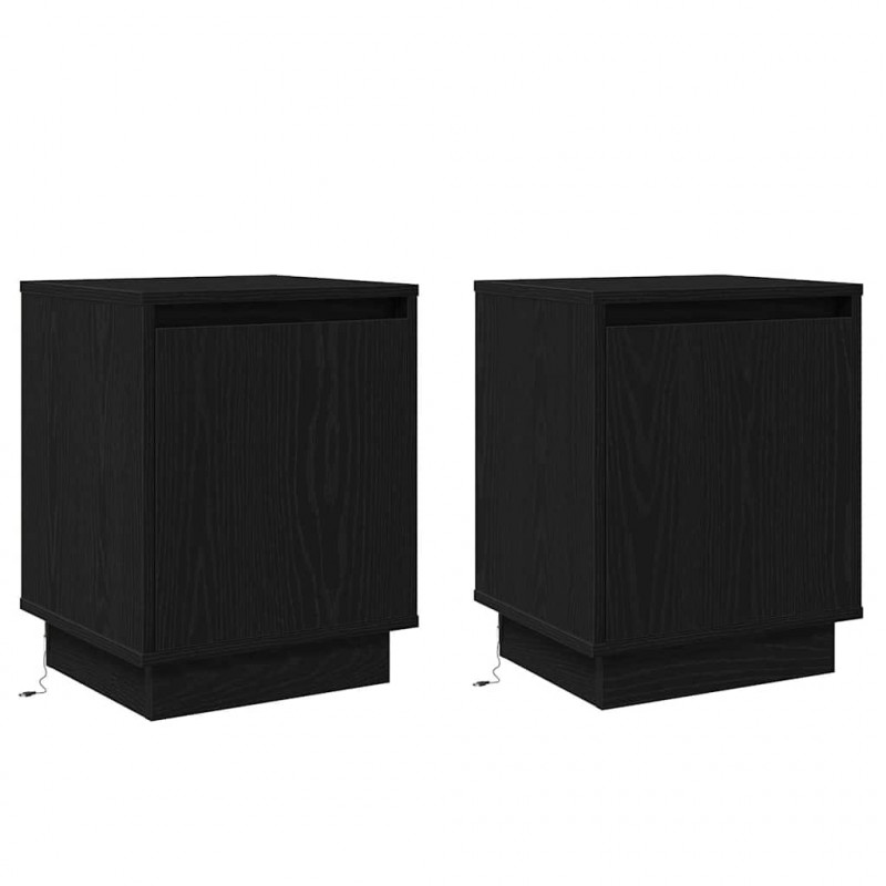 Szafka Nocna 2 pcs Czarny Dąb 39 x 34,5 x 50 cm