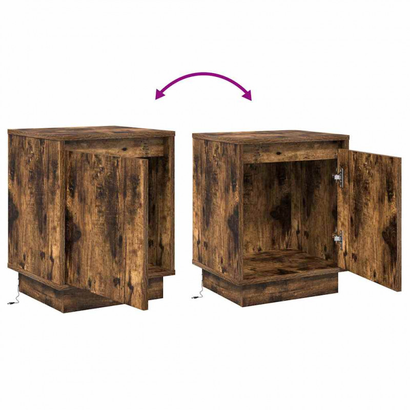 Szafka Nocna z 2 pcs Dąb wędzony 39 x 34.5 x 50 cm
