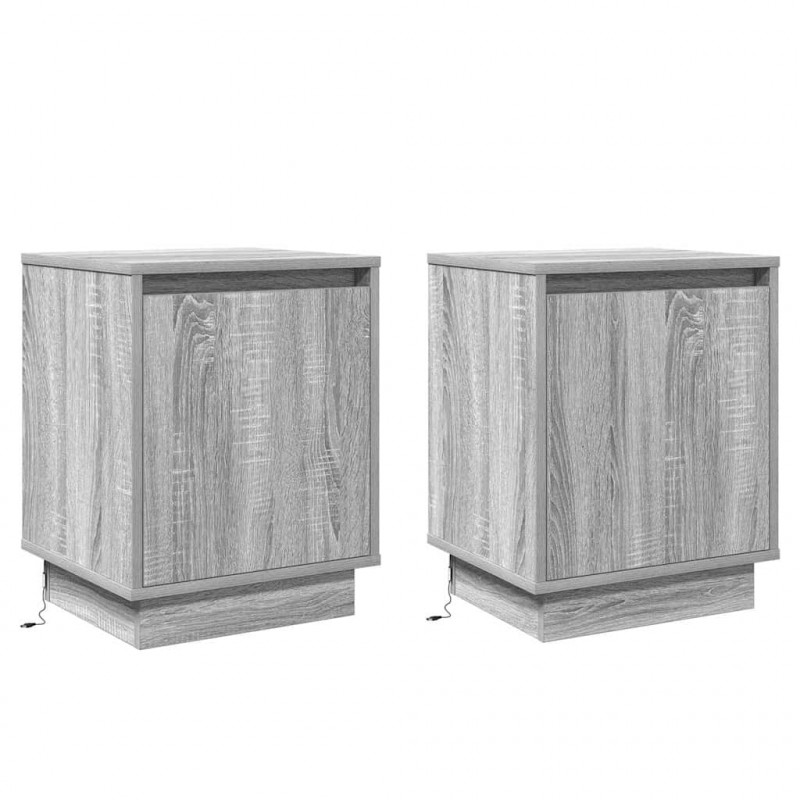 Szafka Nocna 2 pcs Szary 39 x 34,5 x 50 cm