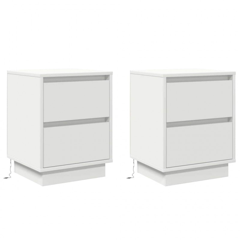 Szafka Nocna z szufladą 2 pcs Biały 39 x 34,5 x 50 cm