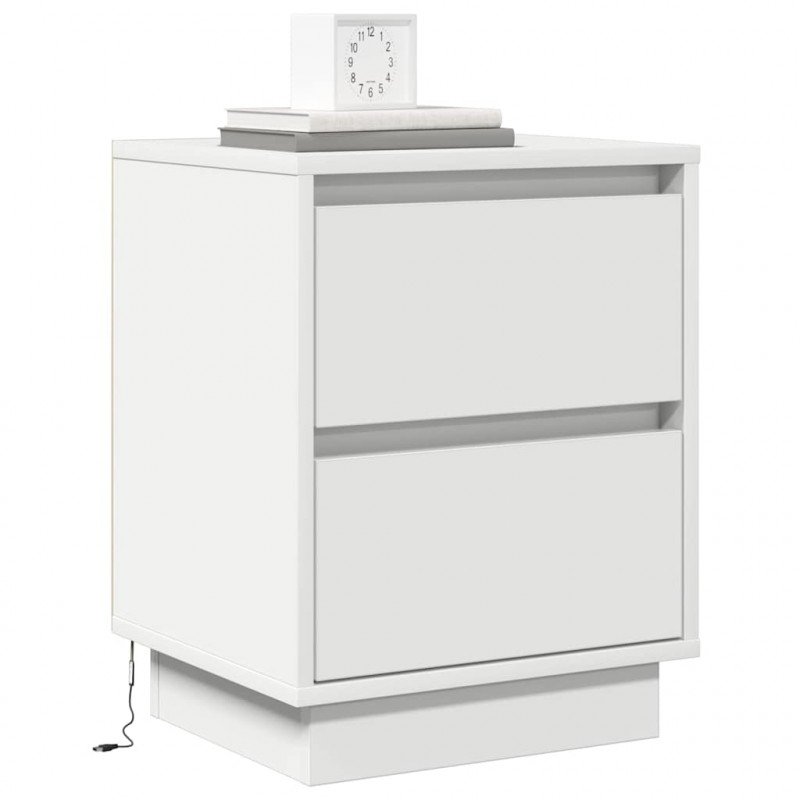 Szafka Nocna z szufladą 2 pcs Biały 39 x 34,5 x 50 cm