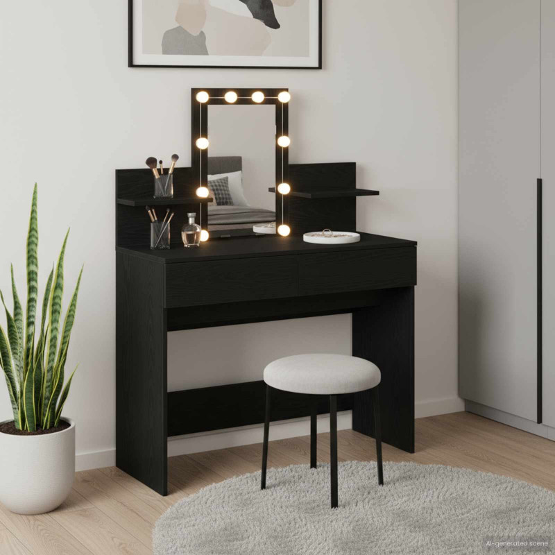 Toaletka Czarny Dąb 100 x 40 x 130 cm Materiał drewnopochodny