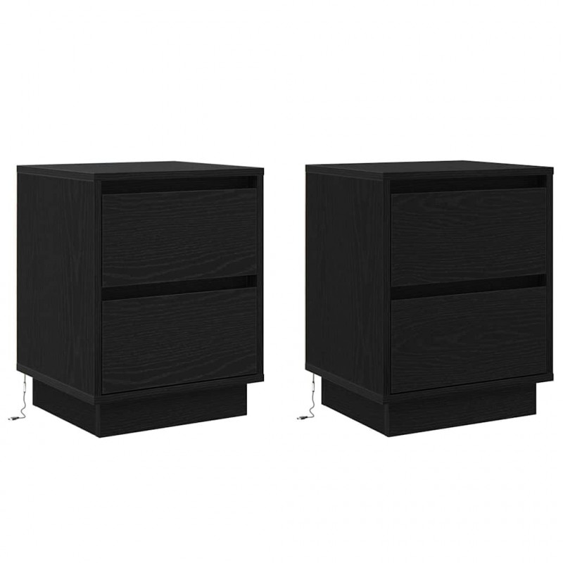 Szafka Nocna z szufladą 2 pcs Czarny Dąb 39 x 34,5 x 50 cm