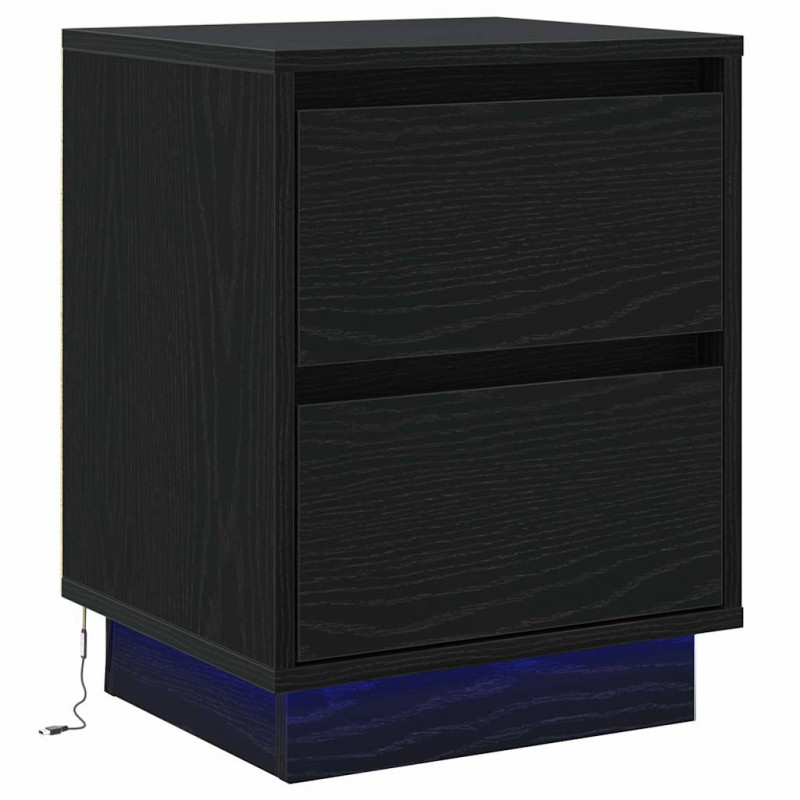 Szafka Nocna z szufladą 2 pcs Czarny Dąb 39 x 34,5 x 50 cm