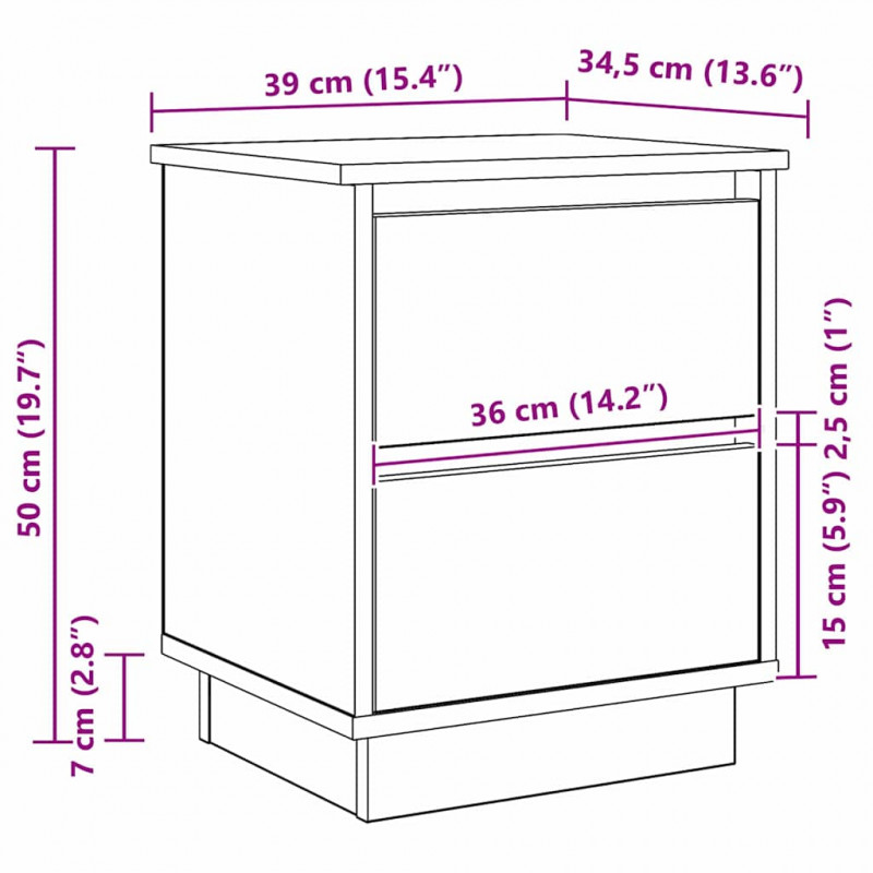 Szafka Nocna z szufladą 2 pcs Dąb Sonoma 39 x 34,5 x 50 cm