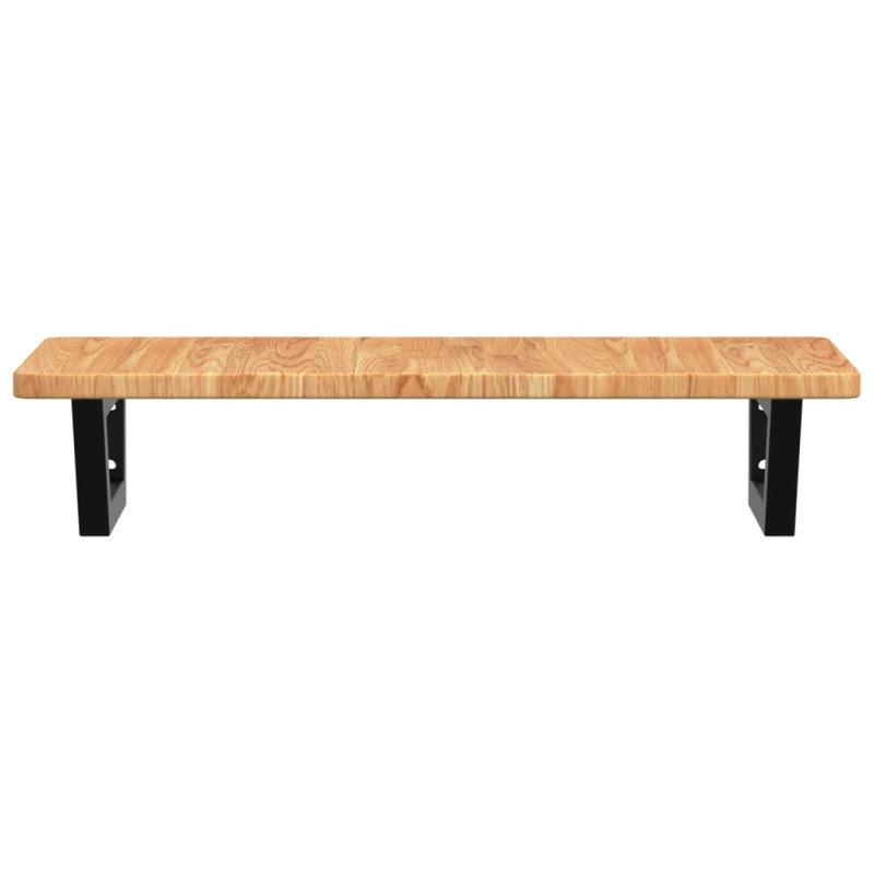 Półka ścienna pod umywalkę, stal i lite drewno dębowe