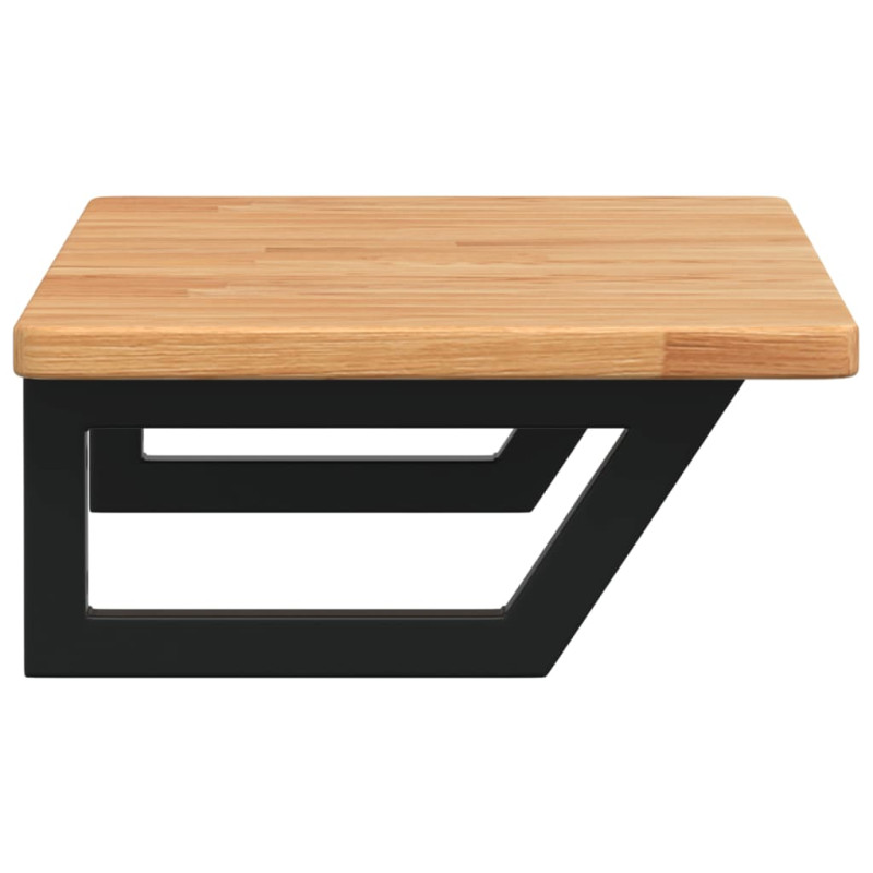 Półka ścienna pod umywalkę, stal i lite drewno dębowe