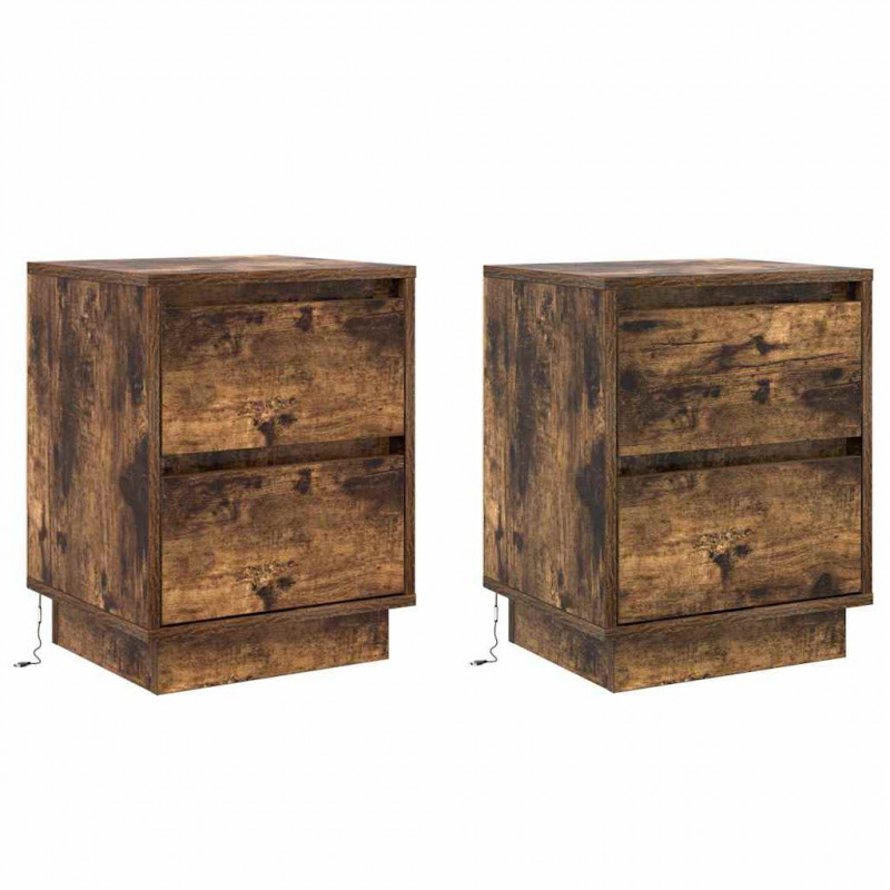 Szafka Nocna z szufladą 2 pcs Dąb wędzony 39 x 34,5 x 50 cm