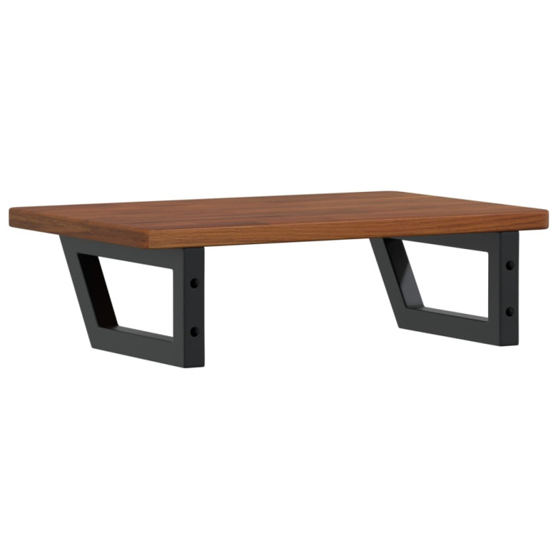 Półka ścienna pod umywalkę, stal i lite drewno dębowe