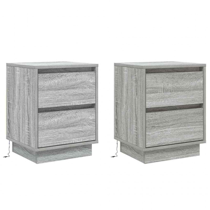 Szafka Nocna z szufladą 2 pcs Szary 39 x 34,5 x 50 cm