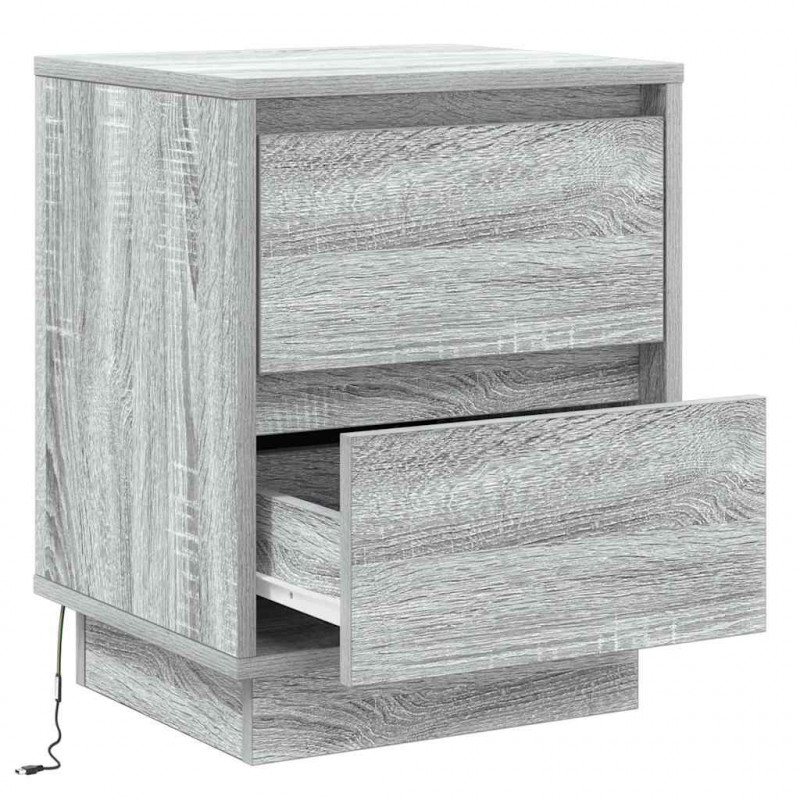 Szafka Nocna z szufladą 2 pcs Szary 39 x 34,5 x 50 cm
