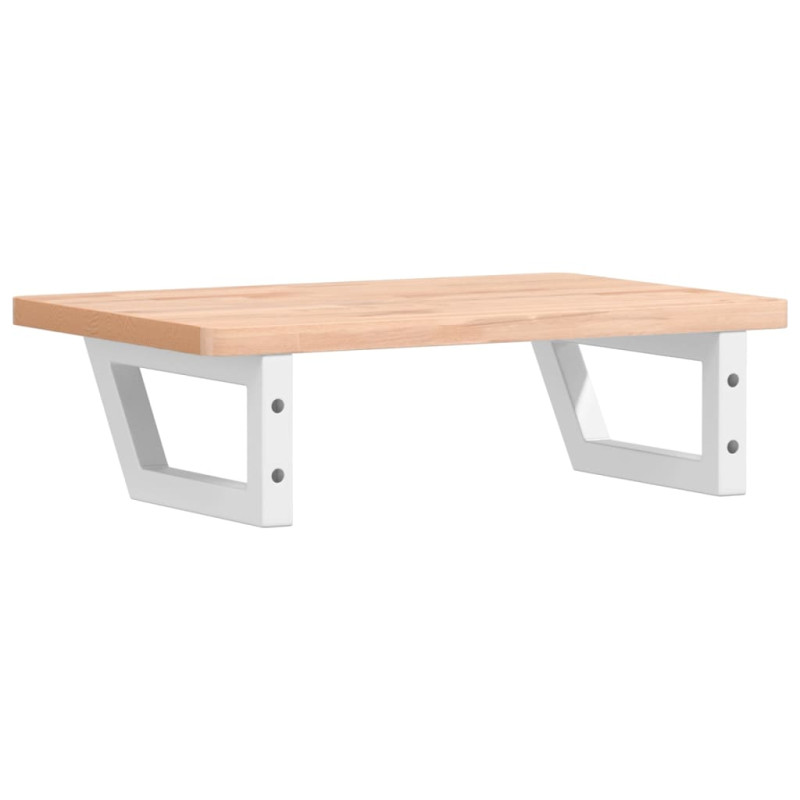 Półka ścienna pod umywalkę, stal i lite drewno bukowe