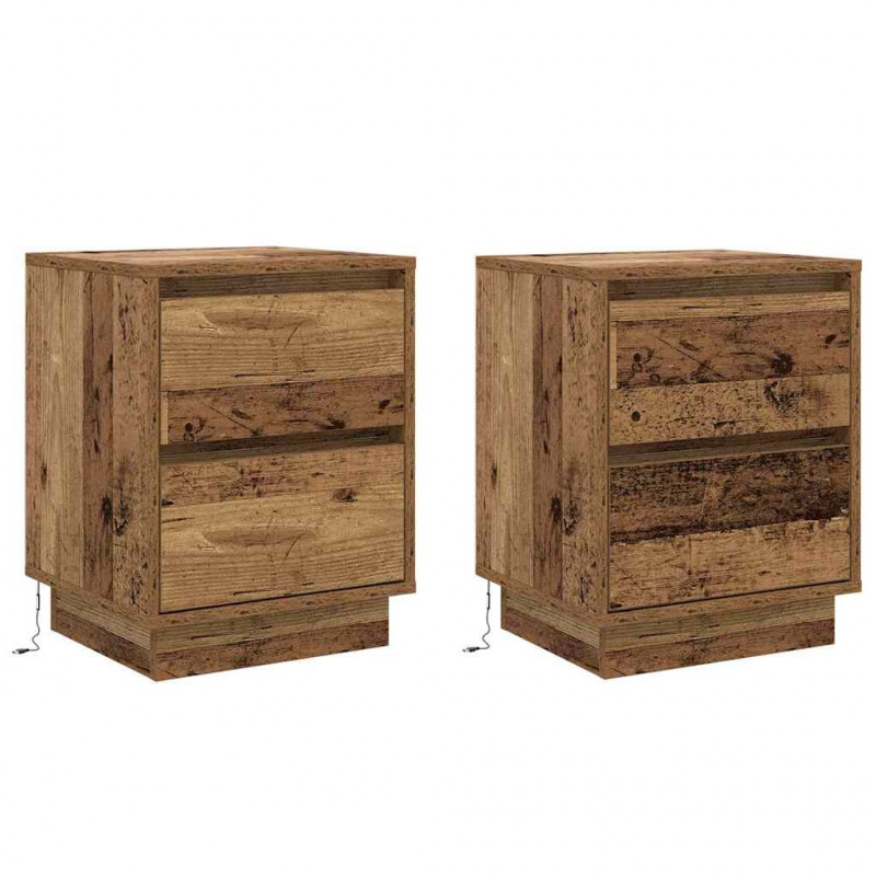 Szafka Nocna z szufladą 2 pcs Stare drewno 39 x 34,5 x 50 cm