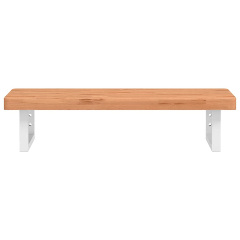 Półka ścienna pod umywalkę, stal i lite drewno bukowe