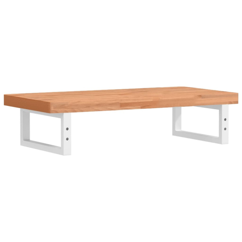 Półka ścienna pod umywalkę, stal i lite drewno bukowe