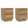 Szafka Nocna 2 pcs Dąb rzemieślniczy 39 x 34,5 x 50 cm
