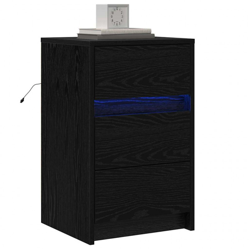 Szafka Nocna Czarny Dąb 38 x 34 x 61 cm Materiał drewnopochodny