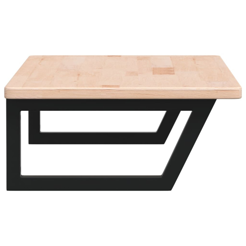 Półka ścienna pod umywalkę, stal i lite drewno dębowe