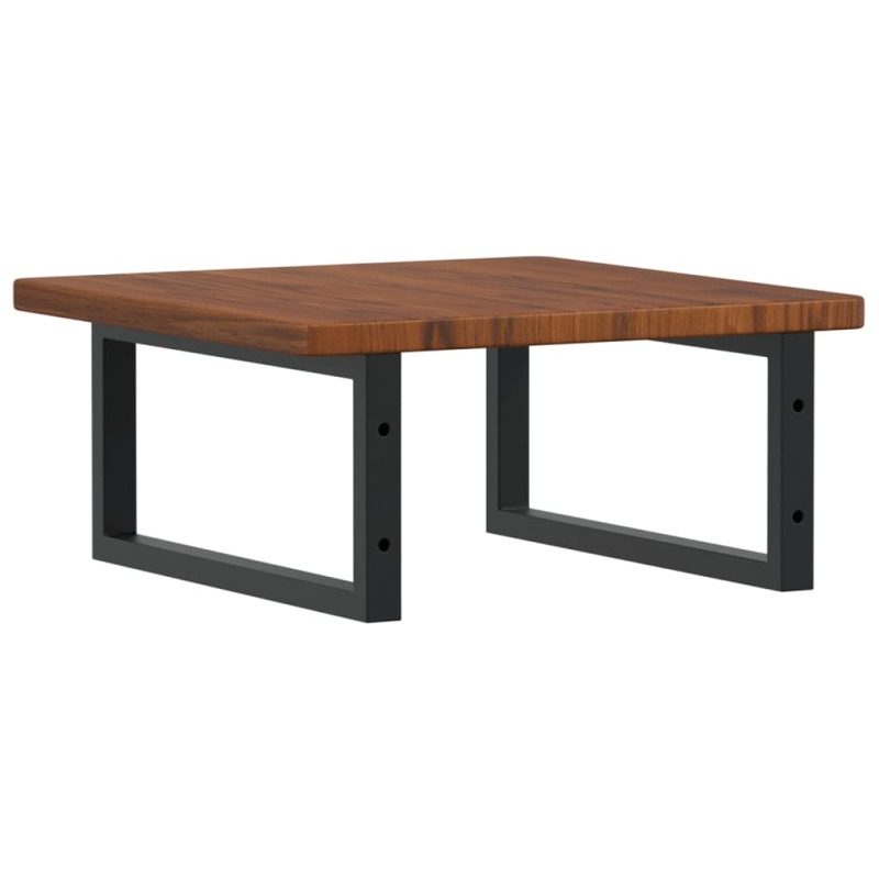 Półka ścienna pod umywalkę, stal i lite drewno dębowe